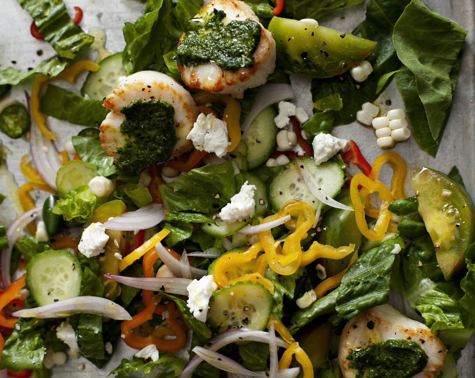 Scallops With Kale Pesto & Feta Recipes Dr. Weil's Healthy Kitchen
